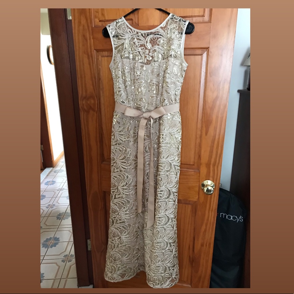 Gold Flower Sequin Gown